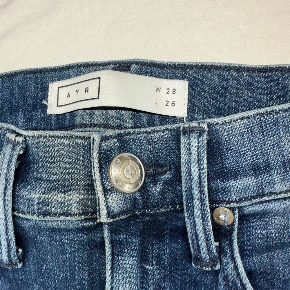 AYR Jeans Womens 28x26 (25x26) Blue‎ The Riser Skinny Fit Denim Stretch Fray Hem - Picture 7 of 12